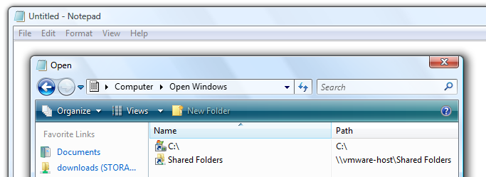 Windows Vista, save dialog