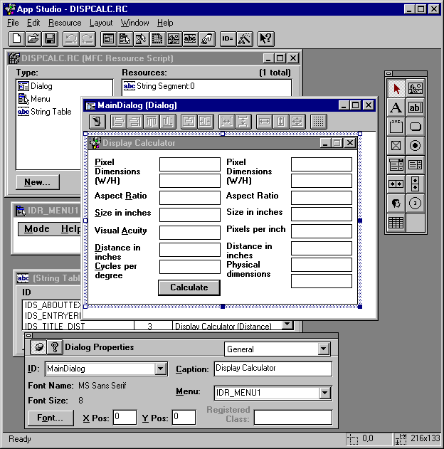 App Studio, the VC++ 1 resource editor.